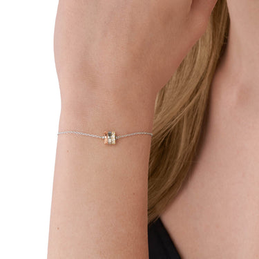 Michael Kors Three Tone Gold And Rose Gold Plated Sterling Silver Premium Rondelle Slider Bracelet