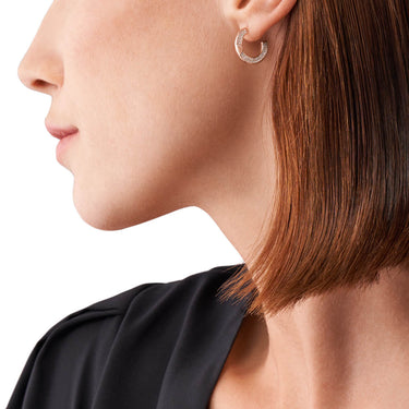 Emporio Armani Rose Gold Plated Sterling Silver Key Basics CZ Hoop Earrings