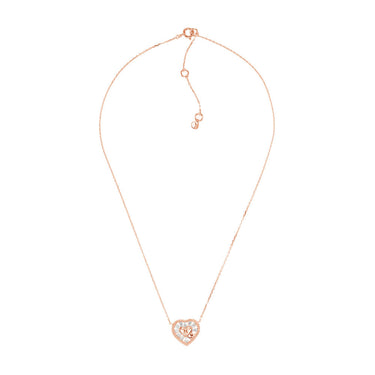 Michael Kors Rose Gold Plated Sterling Silver Premium Tapered Baguette CZ Heart Pendant With Chain