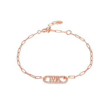 Michael Kors 14ct Rose Gold Plated Sterling Silver Premium Pave Empire Link Bracelet