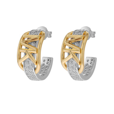 Michael Kors Two Tone Gold Plated Sterling Silver Premium Hoop Earring