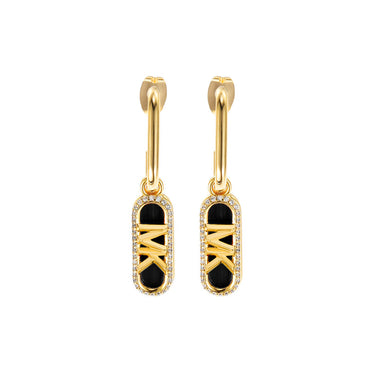 Michael Kors 14ct Yellow Gold Plated Brass Black Onyx Empire Charm Drop Earring