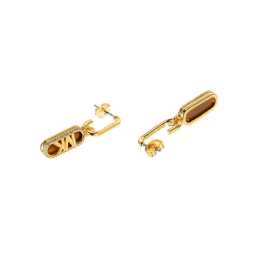 Michael Kors 14ct Yellow Gold Plated Brass Tiger's Eye Empire Charm Drop Earring
