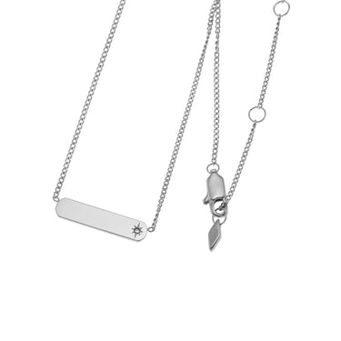 Fossil Silver Plated Stainless Steel Drew ID Pendant with Chain