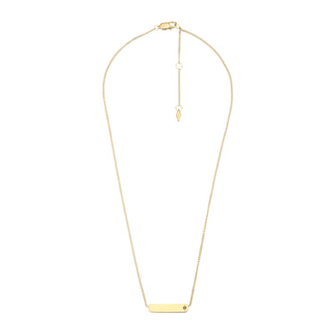 Fossil Yellow Gold Plated Stainless Steel Drew Bar Pendant with Chain