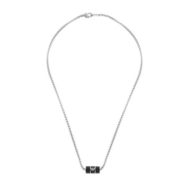 Emporio Armani Stainless Steel Black Matte Lacquer Pendant With Chain