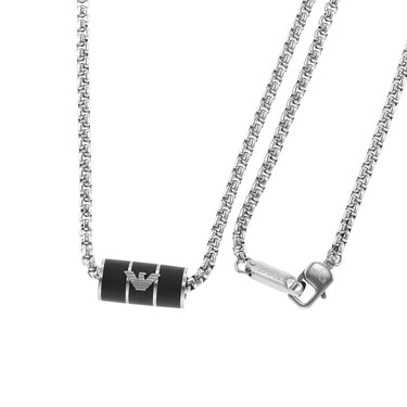 Emporio Armani Stainless Steel Black Matte Lacquer Pendant With Chain