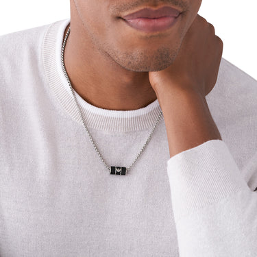 Emporio Armani Stainless Steel Black Matte Lacquer Pendant With Chain