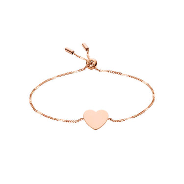 Fossil Rose Gold Plated Stainless Steel Drew Heart Bracelet