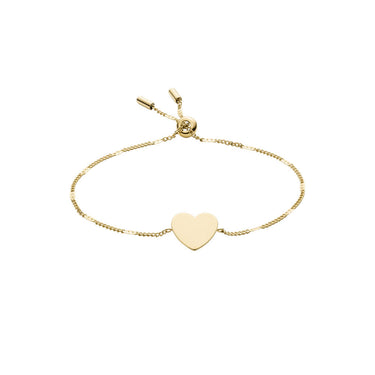 Fossil Yellow Gold Plated Stainless Steel Drew Heart Bracelet