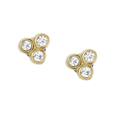 Fossil Yellow Gold Plated Stainless Steel Sadie Trio Glitz Stud Earring