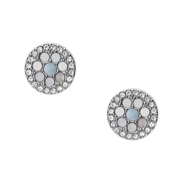 Fossil Silver Plated Stainless Steel Blue Mosaic Stud Earring