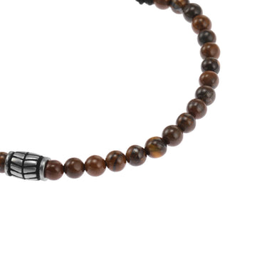 Fossil Stainless Steel Tiger Eye Beaded 25cm Bracelet
