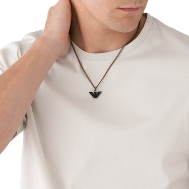 Emporio Armani Stainless Steel Brown And Black Pendant On Chain