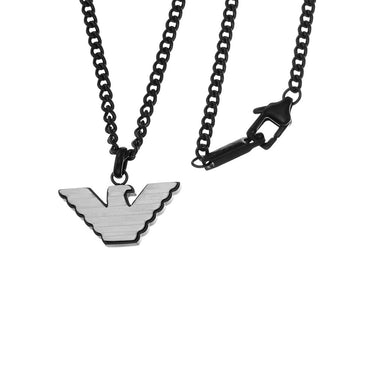 Emporio Armani Silver And Black Pendant On Chain
