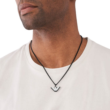 Emporio Armani Silver And Black Pendant On Chain