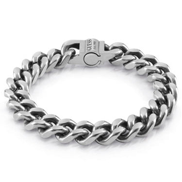 Guess Mens Jewellery Stainless Steel 11mm Curb Diamond Cut Bracelet