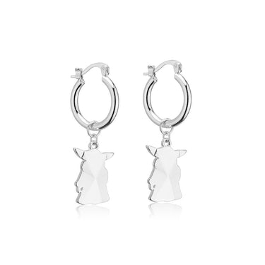 Disney White Gold-Plated Stainless steel Grogu Hoop Earrings