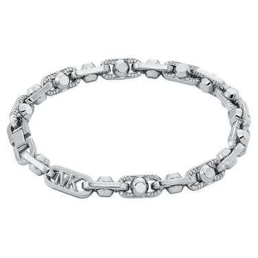 Michael Kors Silver Plated Brass Astor Link Pave 7.5" Bracelet