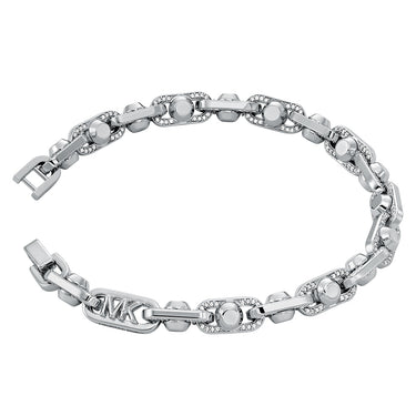 Michael Kors Silver Plated Brass Astor Link Pave 7.5" Bracelet