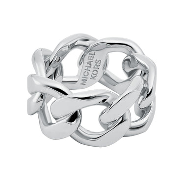 Michael Kors Silver Plated Brass Unisex Flat Curb Chain Ring