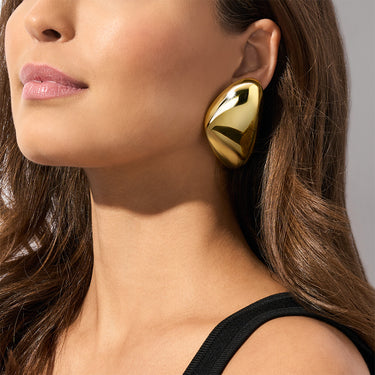 Michael Kors Gold Plated Brass Pebble Stud Earrings