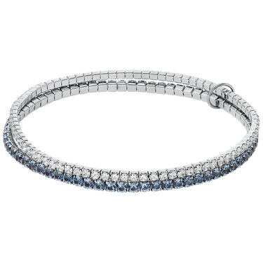 Michael Kors Silver Plated Brass Clear And Denim Zirconia Stretch Tennis Bracelet