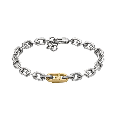 Michael Kors Silver-Plated Stainless-Steel Logo Fancy Curb Bracelet