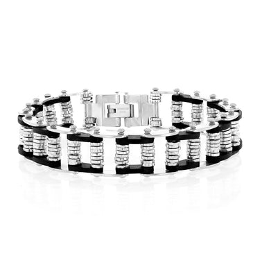 Stainless Steel Black And Silver Fancy 20.3cm Bracelet