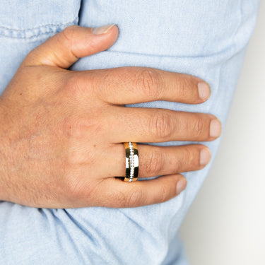 Stainless-Steel Gold-Plated Zirconia Channel Ring