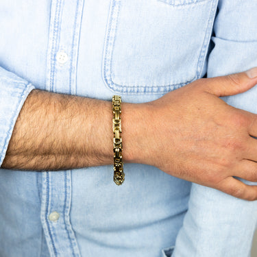 Stainless-Steel Gold-Plated Fancy Links 20.3cm Bracelet