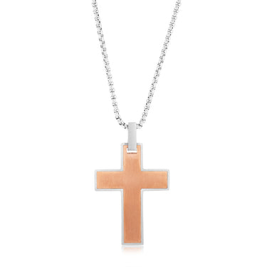 Stainless Steel Chocolate Colour Polished Cross Pendant On Chain