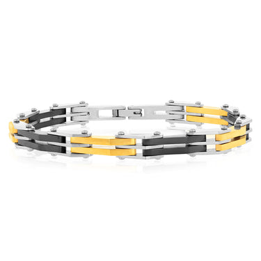 Stainless Steel Multi Tone Hinged 21cm Bracelet