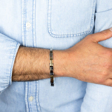 Stainless Steel Multi Tone Hinged 21cm Bracelet