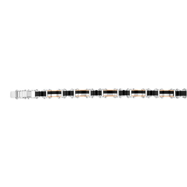 Stainless Steel Multitone Silver Black And Chocolate Hinged 21cm Bracelet