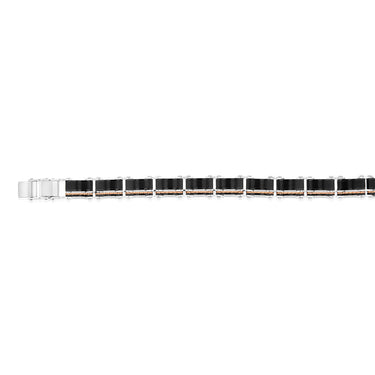 Stainless Steel Multitone Silver Black And Chocolate Hinged 21cm Bracelet
