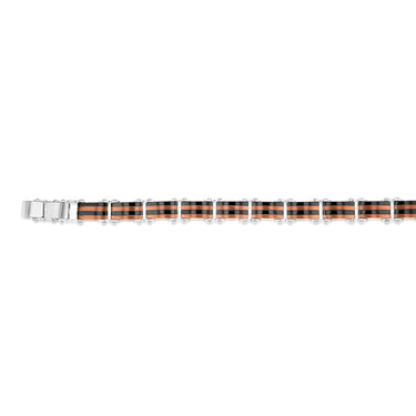 Stainless Steel Multo Tone Black Silver And Chocolate Hinged 21cm Bracelet