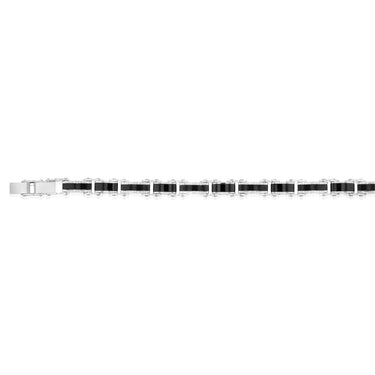 Stainless Steel Multi Tone Silver And Black Hinged 21cm Bracelet