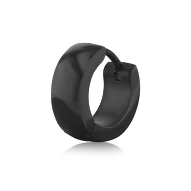 Stainless Steel Single Polished Black 5mm Wide Huggie Hoop Earring (Single Piece Only)