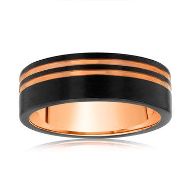 Black And Rose Gold 8mm Tungsten Ring