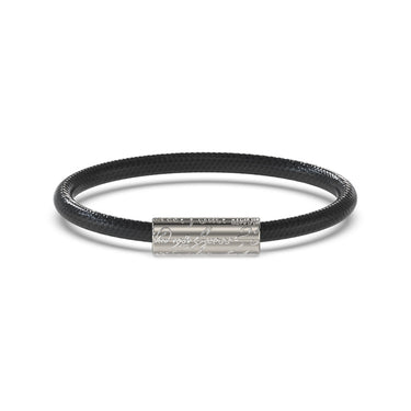 Guess Men's Jewellery Stainless Steel 6mm Script Black Leather Bracelet