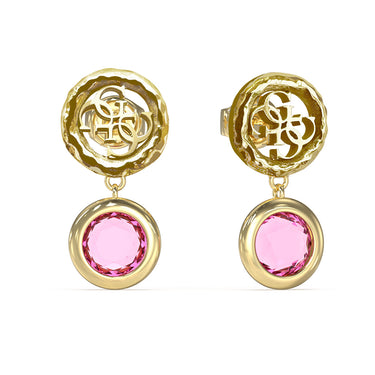 Guess Gold Plated Stainless Steel 25mm Crystal & 4G Drop Earrings