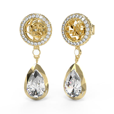 Guess Gold Plated Stainless Steel 4G Charm 22mm Drop Earrings