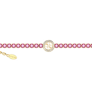 Guess Gold Plated Stainless Steel 3mm 4G Logo Cubic Zirconia Tennis Bracelet