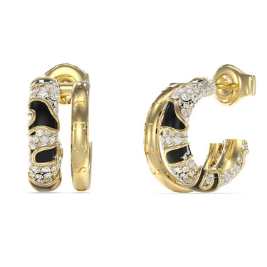Guess Gold Plated Stainless Steel 15mm Jungle Circle Enamel Hoop Earrings