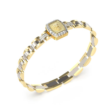 Guess Men's Jewellery Gold Plated Stainless Steel 16mm Lion Crystal Bracelet