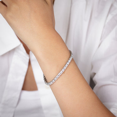 Stainless Steel 4X4mm Cubic Zirconia Tennis Bracelet