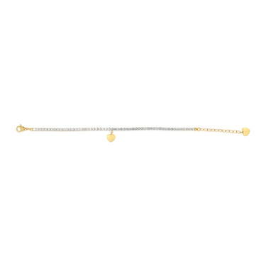Stainless-Steel Gold-Plated Heart Charm 2.4mm Cubic Zirconia Tennis Bracelet