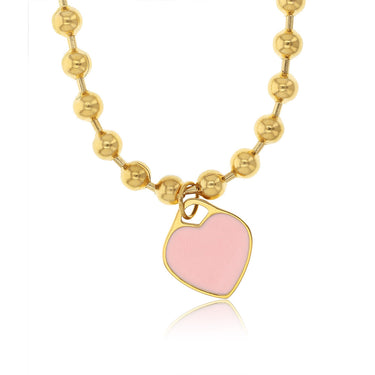 Stainless Steel Gold Plated Heart Charm Beaded Bracelet