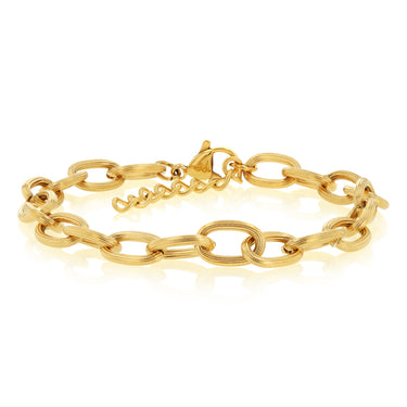 Sterling Silver Gold Plated Chunky 7mm Link 16.5+3cm Bracelet